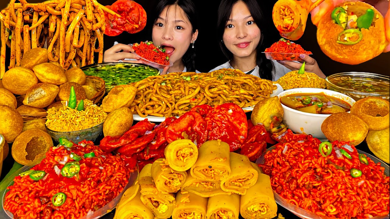 Spiciest Mukbang Ever🔥Gilo Chatpatey, Panipuri, Keema Noodles, Spicy Jhol Laphing, Aalu Puri Chaat