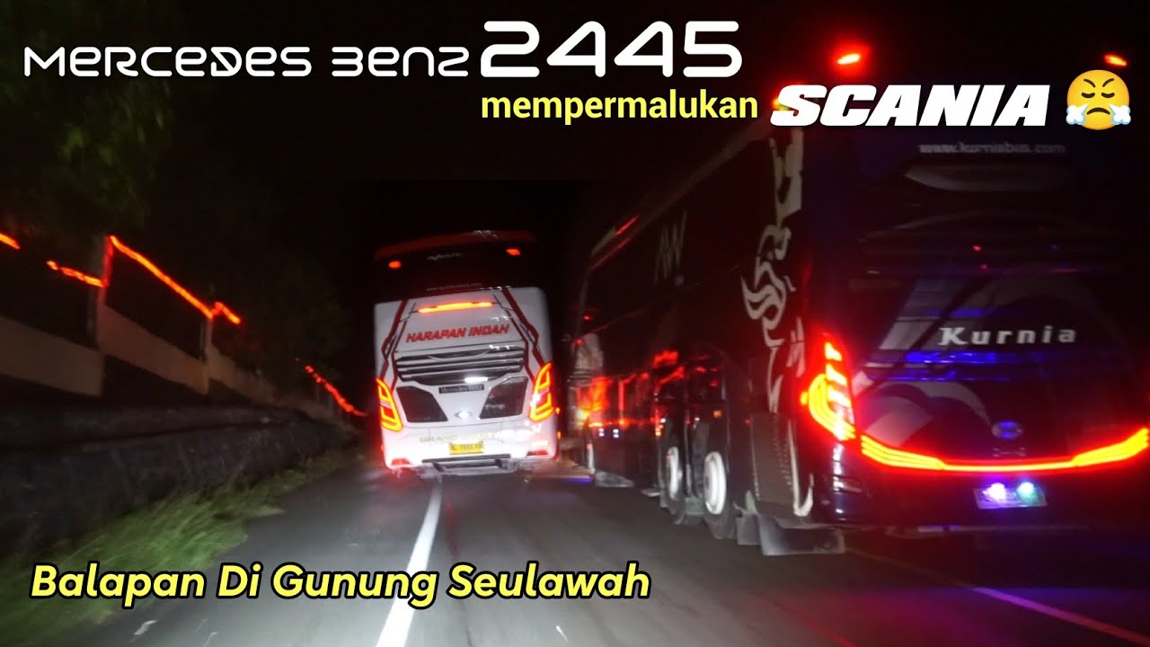 GILAAA TENAGANYA Mercedes Benz 2445 ‼️ Permalukan SCANIA Di GUNUNG 😤 KURNIA AW VS HARAPAN INDAH