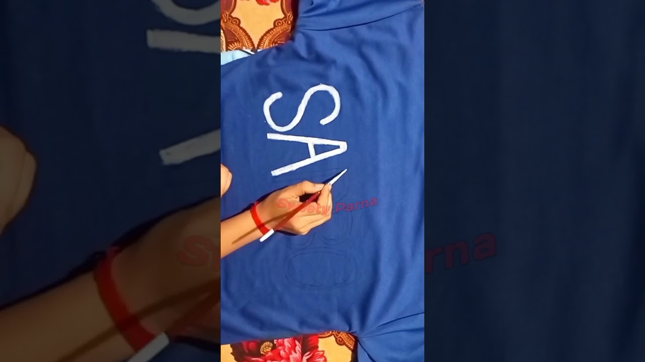 How to draw text on t-shirt | paint name on t-shirt at home @sumansuparnarpaglamo
