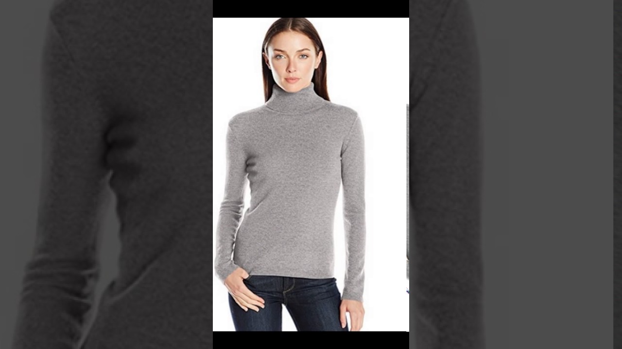 Lark & Ro Women's 100% Cashmere Slim-Fit Basic Turtleneck Sweater