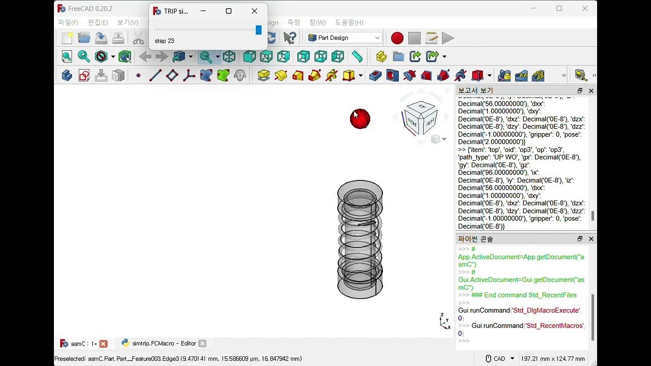 Simulation of a robot assembly plan using a FreeCAD python macro and ...