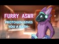 Furry asmr protogen gives you a shower and cleans you scrubbing and rubbing fur noises