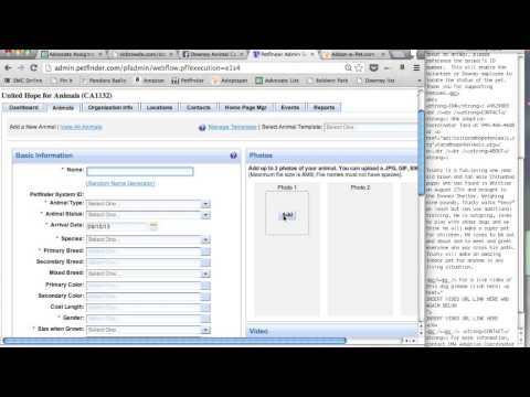 United Hope for Animals posting tutorial for Petfinder and Adoptapet