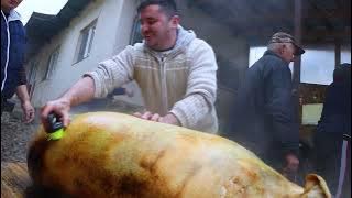 Slaughtering the pig - Romanian tradition in the country household