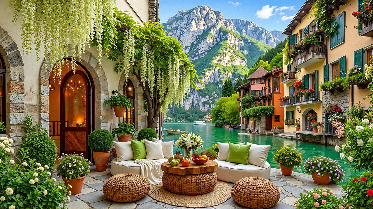 Romantic Lakeside Jazz | Floral Village & Smooth Jazz For Positive Energy