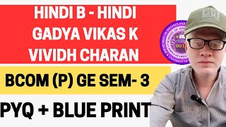 Hindi B Bcom sem 3 Hindi vikas k vividh Charan GE DU SOL Exam Pattern Previous Year Paper 