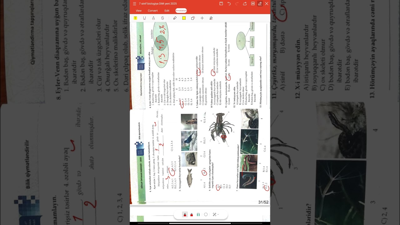 7sinif Biologiya Dim (2025). Heyvanlar bədən örtükləri və bədən quruluşu.Variant B###keşfet #keşfet