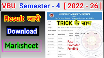 VBU Semester 4 Marksheet Download l fyugp sem 4 2022 - 26  result kaise dekhen l how to download