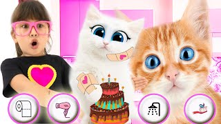 Angela like Abby Hatcher plays with cats | Funny kid Adventures with cat