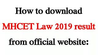 MHCET Law 2019 Result