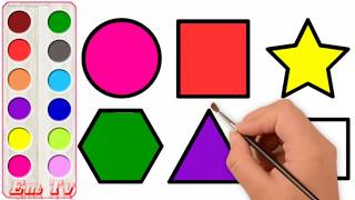 Drawing and Coloring. Square. Round. Star. Triangle