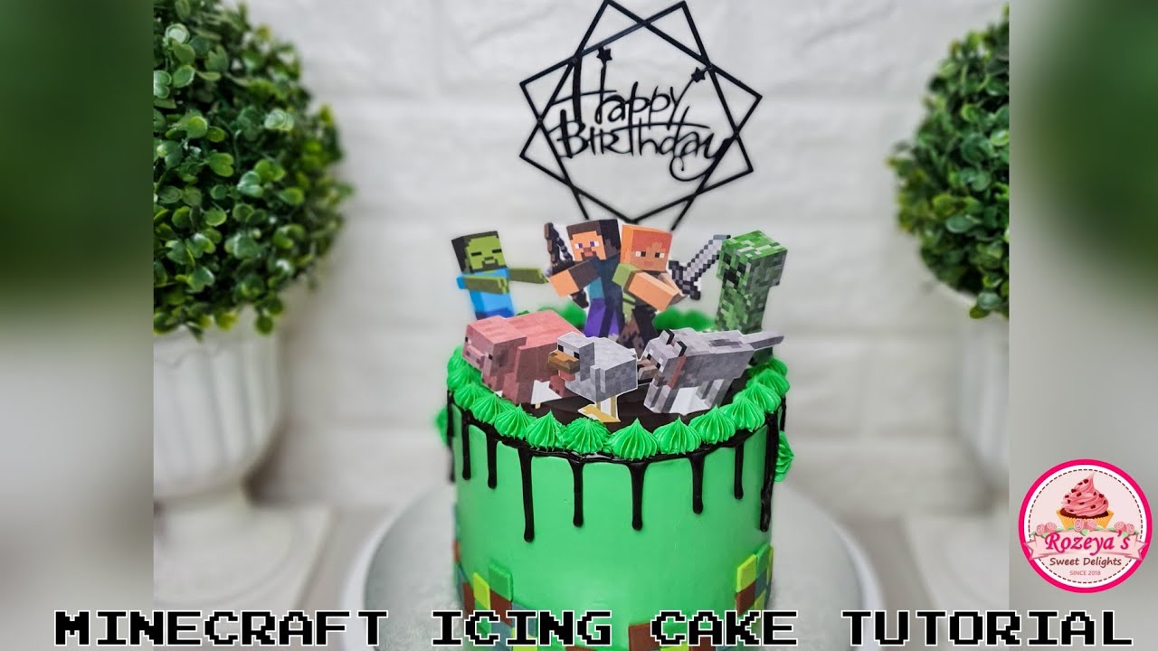 Minecraft Cake Tutorial (Part 2)｜ Minecraft Enderman, Wolf, TNT cake  toppers 