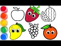 Coloring for kids|learn fruits names|fruits Coloring|fruits name for toddlers| learning fruits name