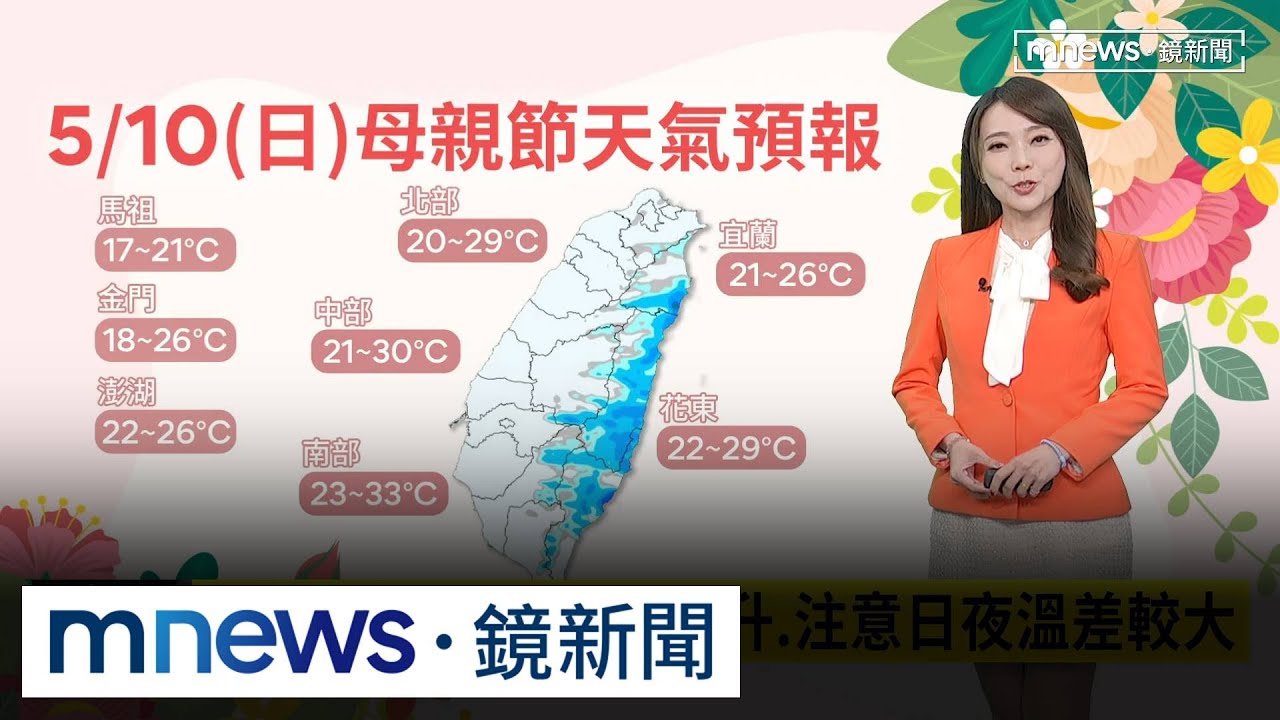 母親節降雨趨緩！梅雨季第3波鋒面「這一天」報到　「這些地區」易下雨｜#鏡新聞