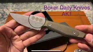 Boker Daily Knives AK1 Drop Point (Rusty TI Scales) Stonewashed Fixed Blade