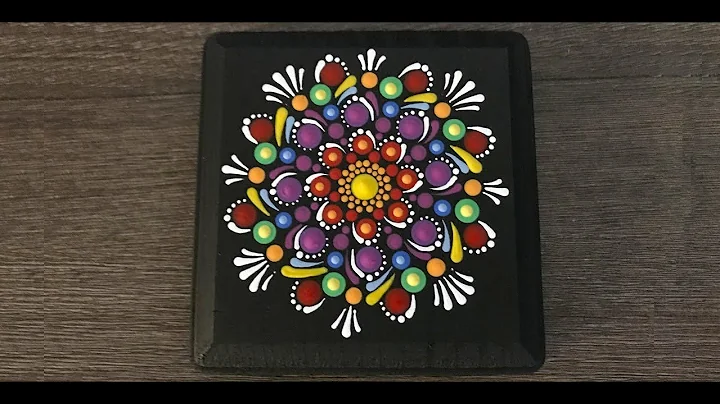 Dot mandala painting on a 4 x 4 inch wood plaque s...