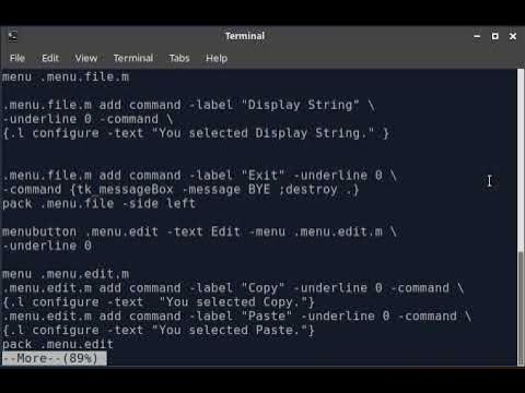TK Program with Menubar and Menus. - YouTube