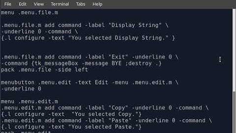 TK Program with Menubar and Menus.