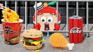 LEGO Prison Food IRL: Lego Apu Mukbang Fast Food in Jail | Lego Friends Adventures