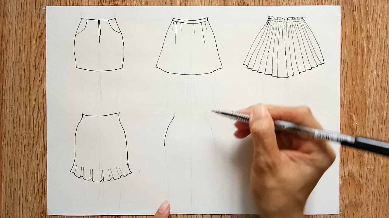 Cách Vẽ Quần Áo, Thiết Kế Váy Đầm Đơn Giản: Chân Váy Ngắn/ How To Draw The  Short Skirts - Youtube