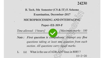 2017 Mdu BTech CSE 5th Sem Microprocessing & Interfacing Question Paper #MduQuestionPaper