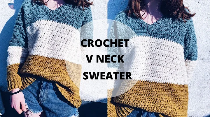 Quick and Easy Crochet V Neck Sweater S-5XL