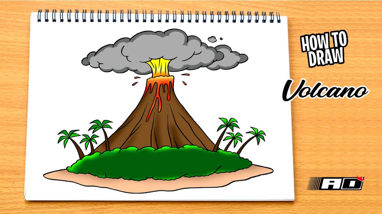 How to Draw a Volcano  Design School