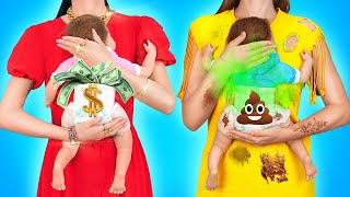 RICH PREGNANT VS BROKE PREGNANT || Cool Pregnancy Moments And Situations by 123 GO!