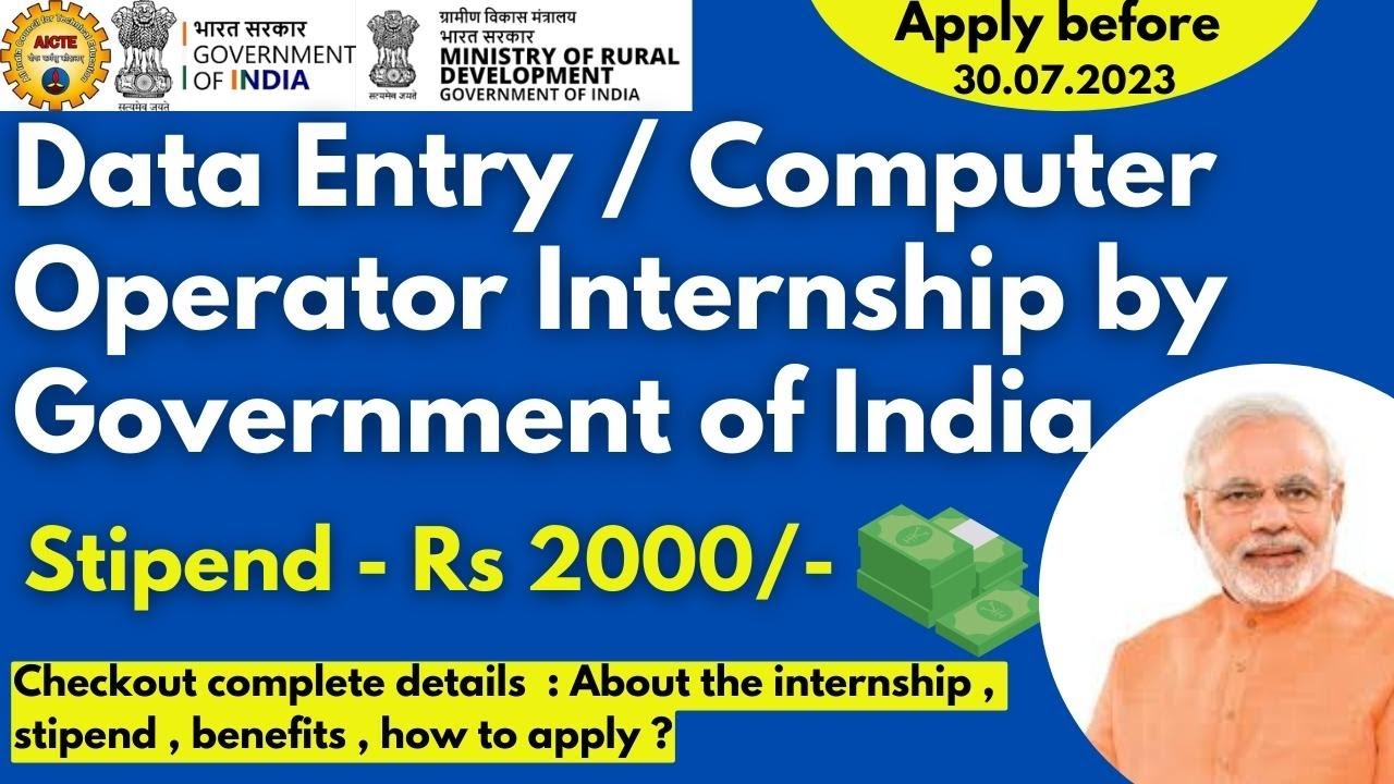 Data Entry Internship By Government of India | Paid Government ...