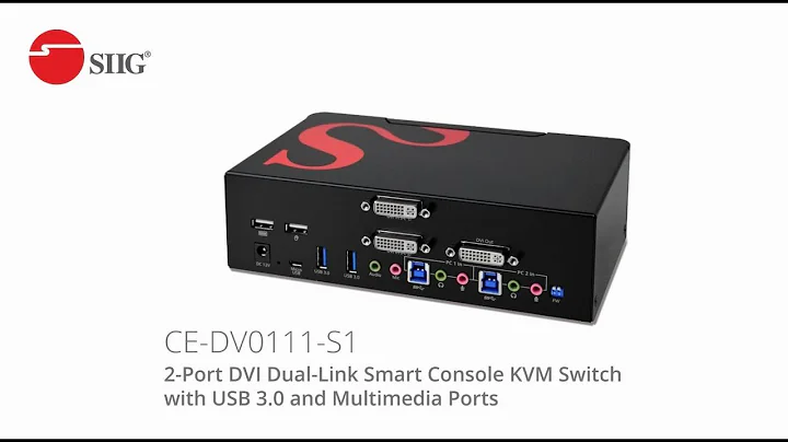 SIIG 2-Port DVI Dual-Link Smart Console KVM Switch with USB 3.0 & Media Ports (Part#: CE-DV0111-S1)