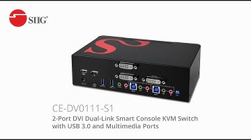 SIIG 2-Port DVI Dual-Link Smart Console KVM Switch with USB 3.0 & Media Ports (Part#: CE-DV0111-S1)