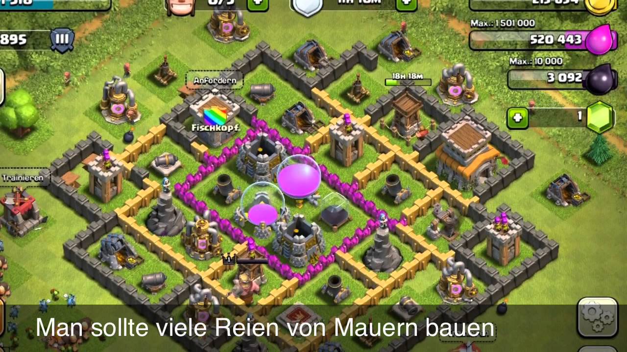 Beste Aufstellung Clash Of Clans Rathaus Level 8 Clash Of Clans Beste Verteidigung Rathaus Level 8 - YouTube