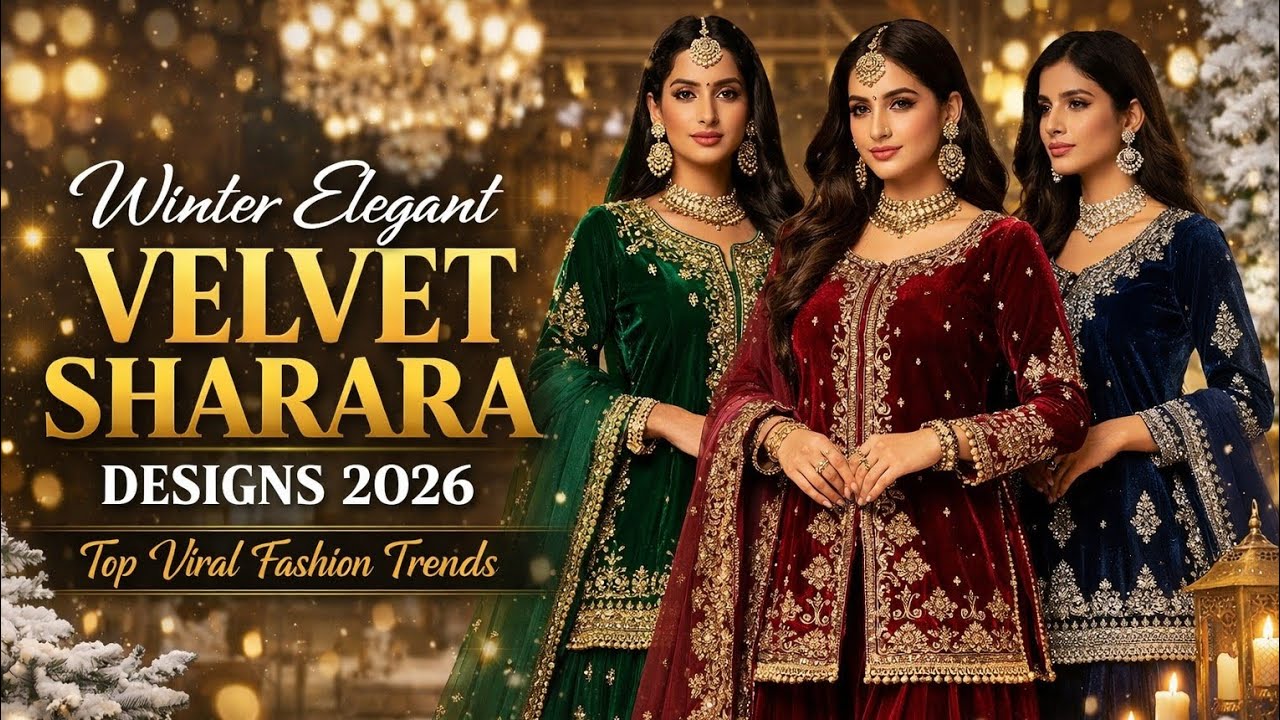👉 Winter Elegant Velvet Sharara Designs 2026 | Top Viral Fash#ShararaSuit