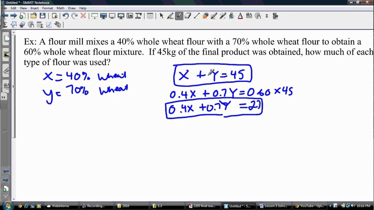 Solving a Linear System of Equations with Percents (Word Problem) With Regard To Linear Word Problems Worksheet