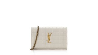 Saint Laurent Lambskin Quilted Monogram Cassandre 22cm Chain Wallet Crema Soft screenshot 3
