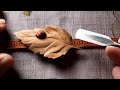 【木彫刻】着物の帯留を彫刻する!「菊の葉にナナホシテントウムシ」【木彫り】