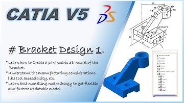 CATIA V5: Create a 3D model of Machined Bracket #automotive #catiav5  #viral
