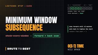 LeetCode #727: Minimum Window Subsequence, Forward Match Then Backward Tighten