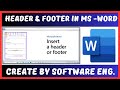 Header & Footer Command in Microsoft Word in Hindi