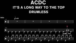 ACDC - It's a Long Way to the Top - Drumless (with scrolling drum score)