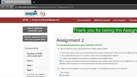 NPTEL assignment answers 2023 week 2 product and brand management #nptel #swayam #brand #education