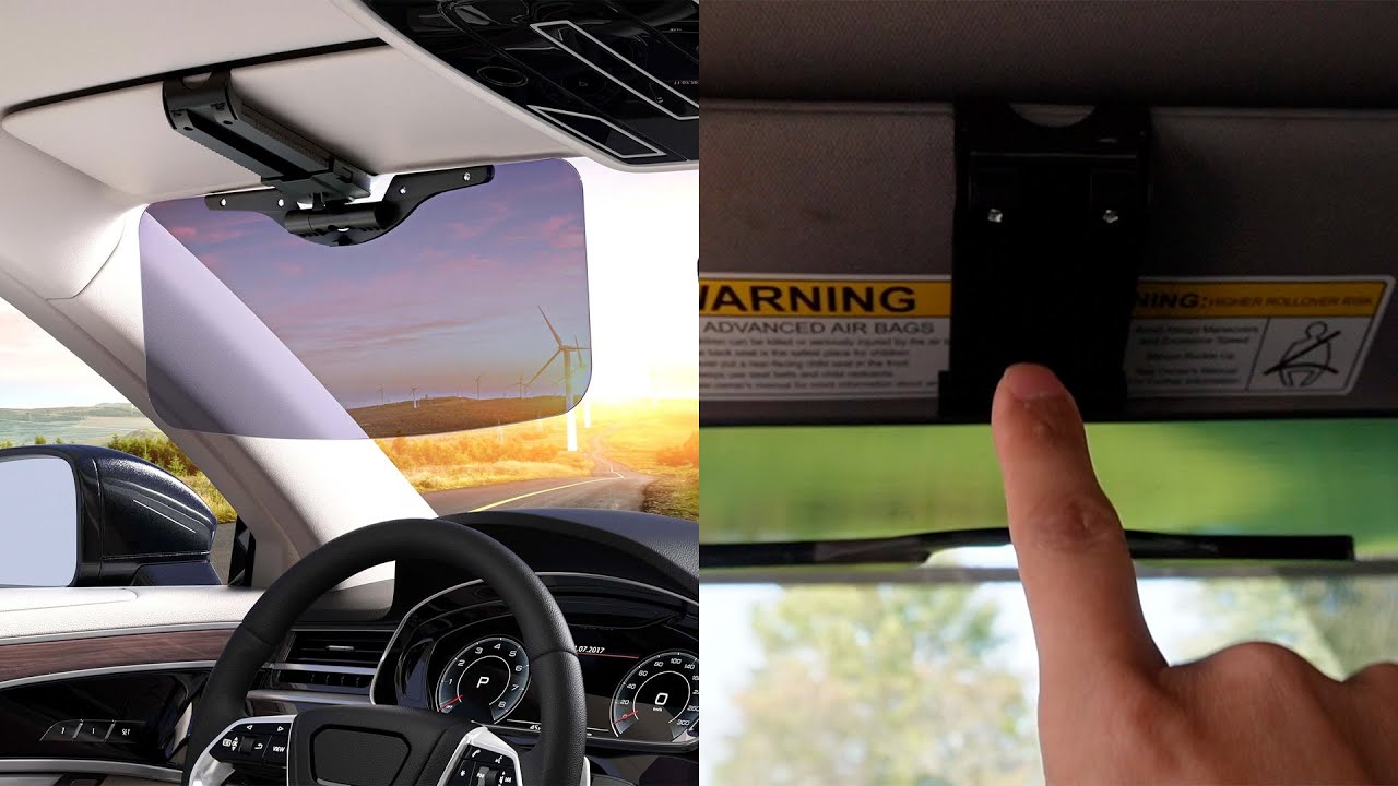 Car Sun Visor Extender, HD Visor 2 in 1 Day Night Anti Glare Visor