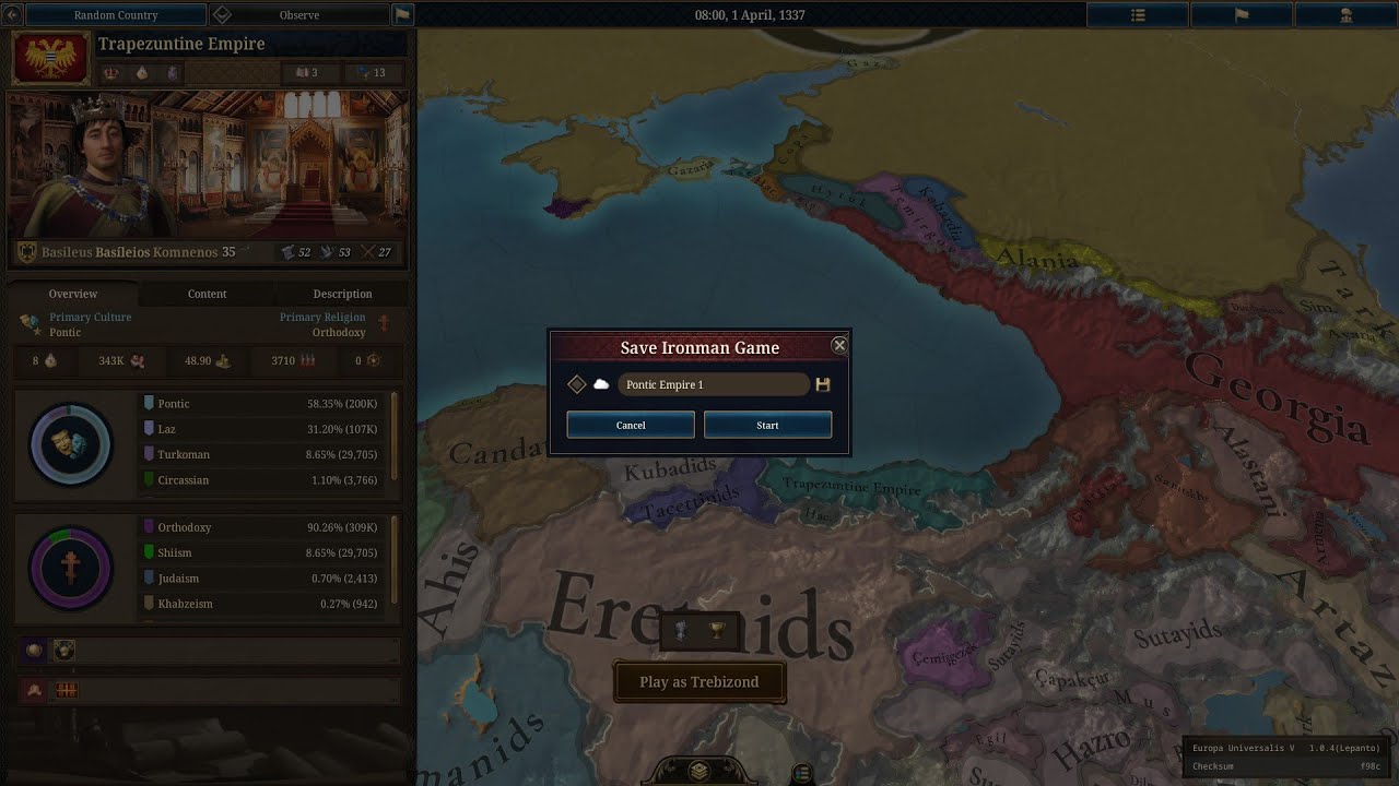 EU5 Rebuilding The Glory of Pontus! Ironman Attempt 1 Stream 3