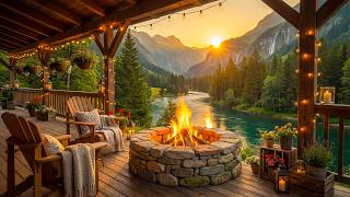 Celebrity Peaceful Spring Sunset Cabin Porch Ambience 🌅🔥 Cozy Fire Pit, Relaxing Birdsong & Calm River Sounds Profile