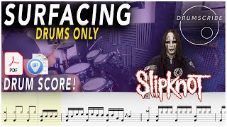 Surfacing drums Only  Slipknot  Drum Score Sheet   154 Drumscribe