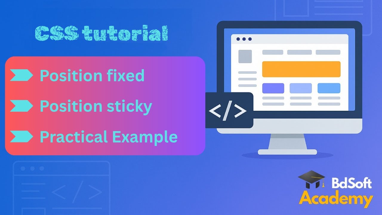 position fixed, sitcky | CSS Fixed & Sticky Position Bangla | Scroll ...