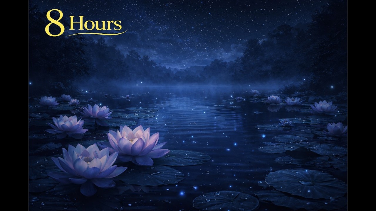 [8 Hours] Lotus Pond Night Ambience for Deep Sleep  – Dark Screen