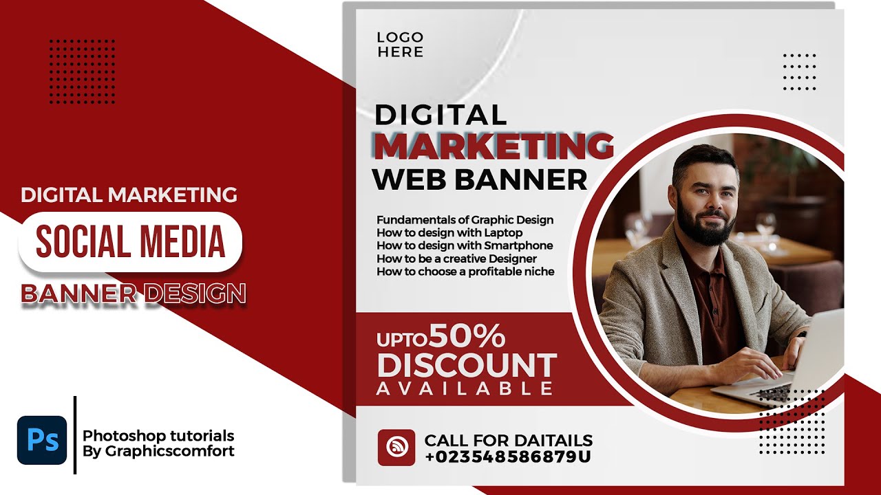 How to design a digital marketing web banner / social media flyer design
