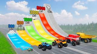 Which Ramp With BOOSTERS is Better For MONSTER TRUCKS? -  BeamNG Monster Truck Crashes