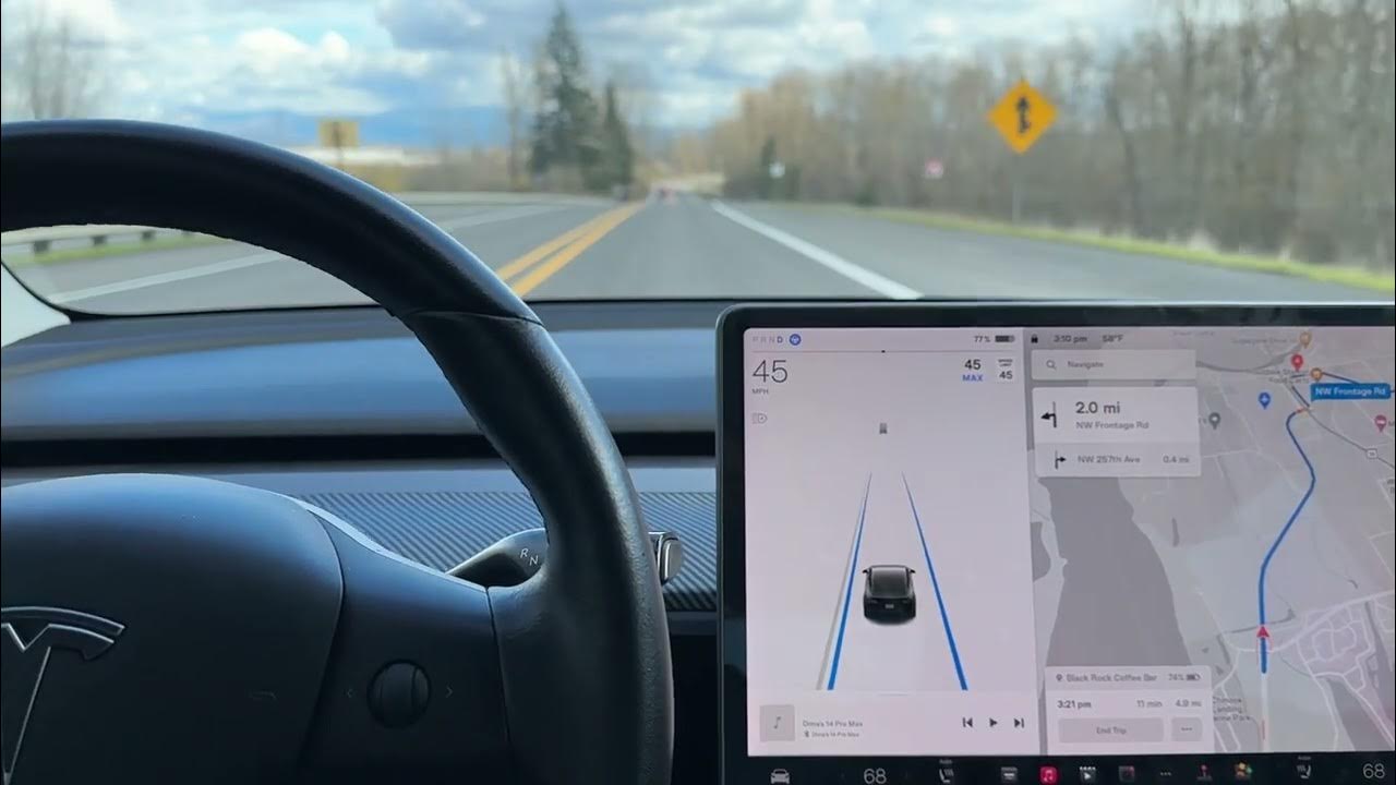 Use stalk to cancel tesla autopilot nudge YouTube